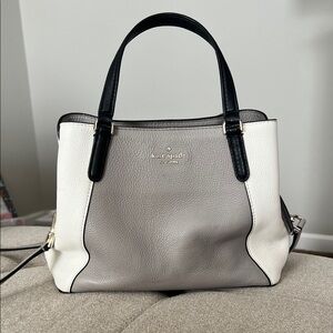 Kate Spade Jackson Medium Triple Compartment Black and Cream Shoulder Bag